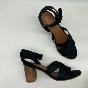 Style & Co. Womens Sabinaa Faux Leather Strappy Block Heels Sandals Black in 8M